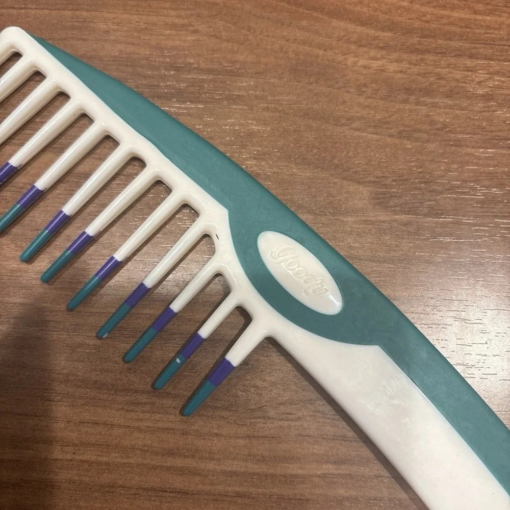 Vtg Goody Wide Tooth Hair Comb Non-slip Color Dip Retro '90s Green Purple